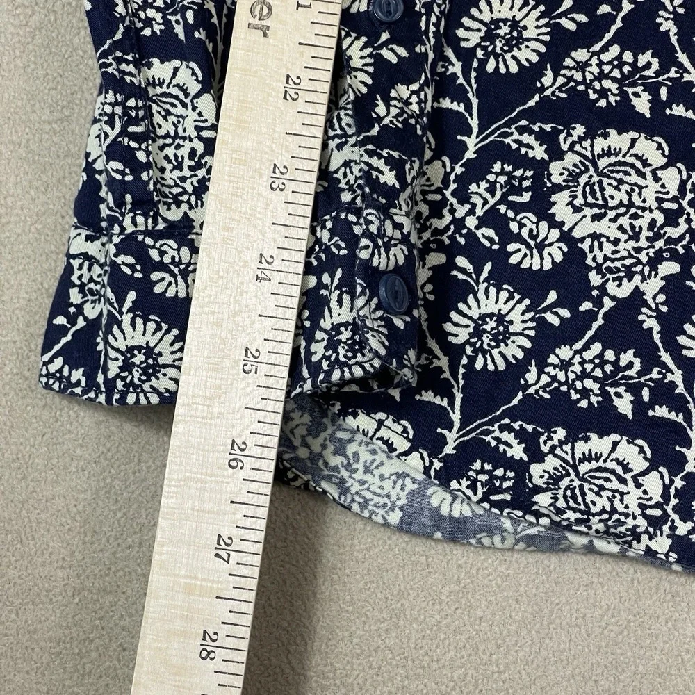 Ed Hardy Button Down Mens XL EHSH0608 Navy Blue Floral Long Sleeve EUC